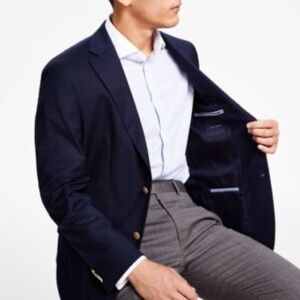 Tommy Hilfiger Men’s Navy Blue Two-Button Blazer Sport Coat Size 40R Classic Fit